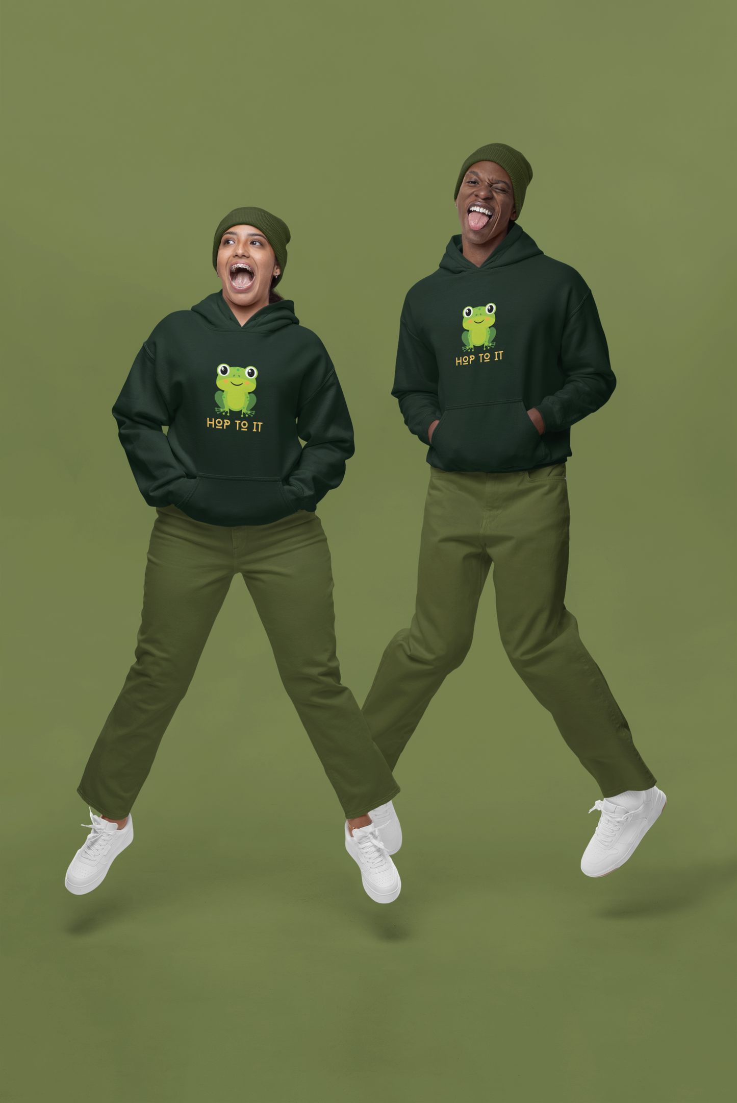 Hop To It Unisex Olive Green Hoodie – Everyday Comfort Hoodie for Casual Wear &amp; Street Style